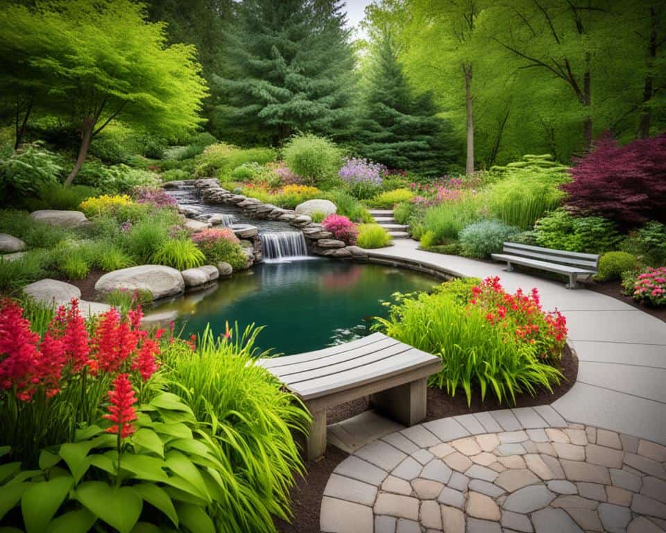 A serene garden exemplifying wellness in landscape design